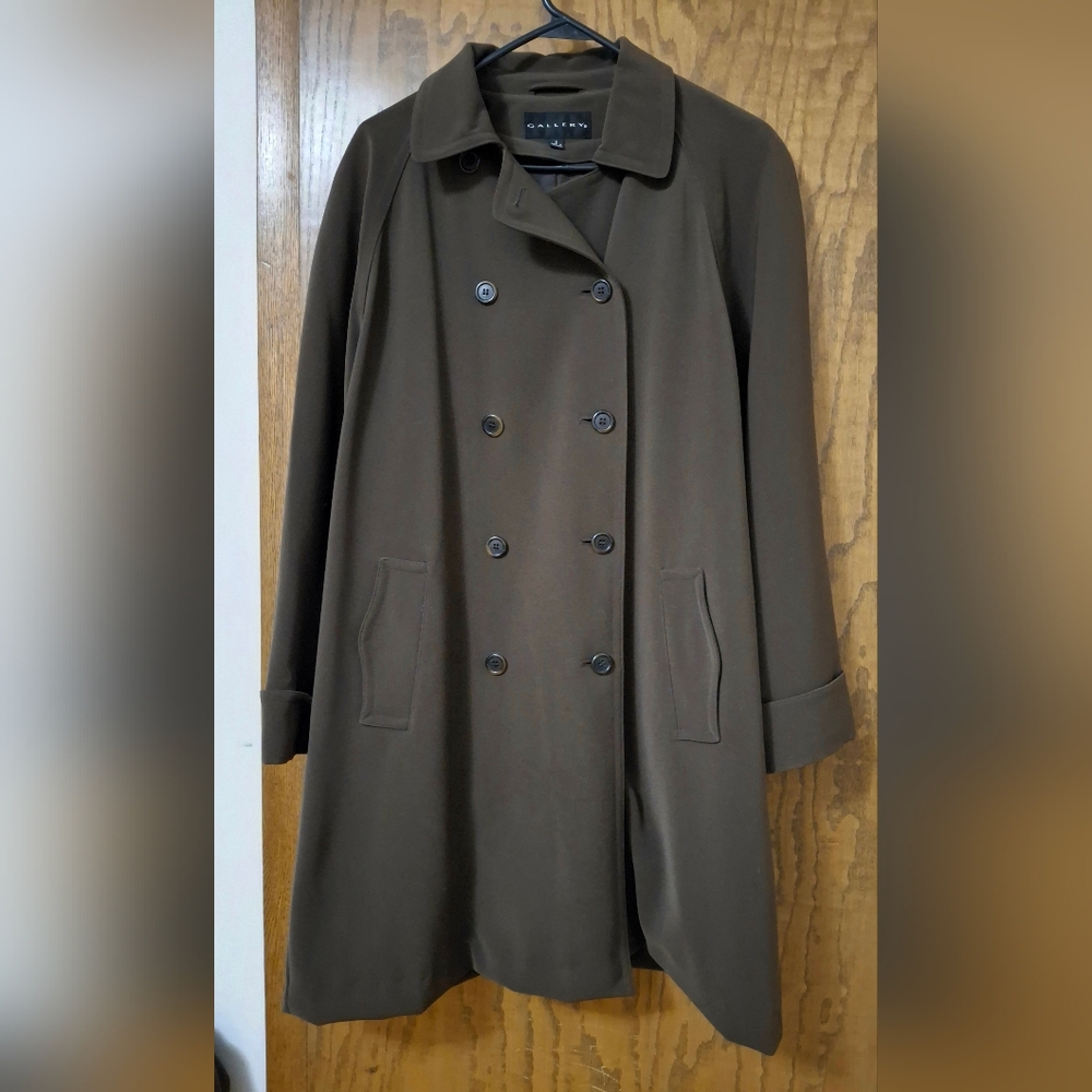 GALLERY womens TRENCH COAT SIZE 8 dark Brown knee length NWOT